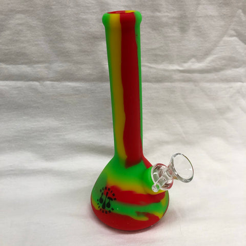 LIT 7.5” Tall Silicone Beaker Bong w/ Glass Downstem & Pull-Out