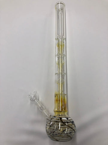 25" Tall Swirled Beaker Straight Tube w/ Triple Mushroom Splashguard and Glass on Glass Bowl