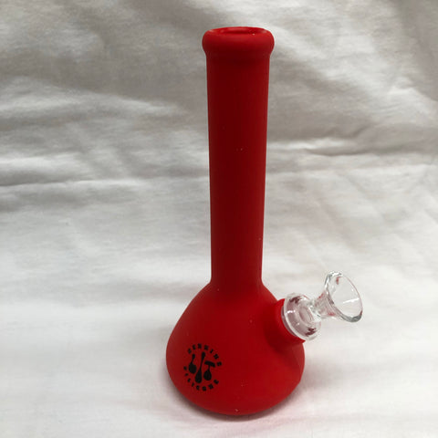 LIT 7.5” Tall Silicone Beaker Bong w/ Glass Downstem & Pull-Out