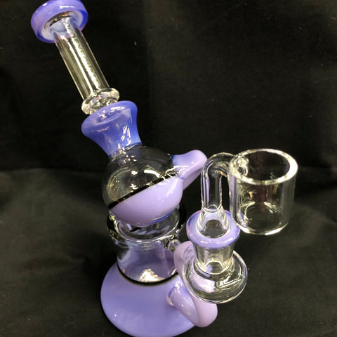 Red Eye Glass 7" Macrophonic Concentrate Recycler w/ 2 Hole Injector Perc and Quartz Banger