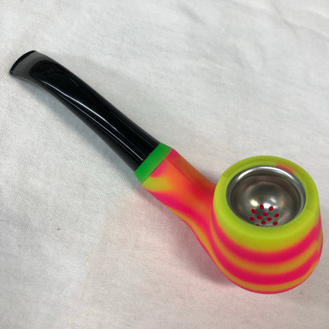 LIT Silicone 5.5" Classic Sherlock Pipe With Metal Bowl
