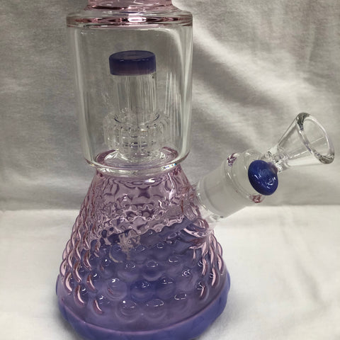 Irie 13.5" Tall Dual Chamber Beaker Tube W/ Textured Base & Showerhead Perc