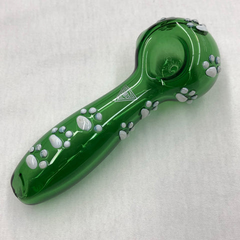Red Eye Glass 4.5" Paw Print Hand Pipe