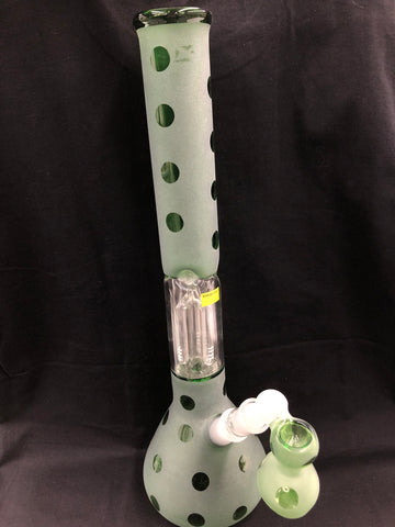 17" Tall Frosted Polka Dot Tube w/ Glass on Glass Ashcatcher Bowl