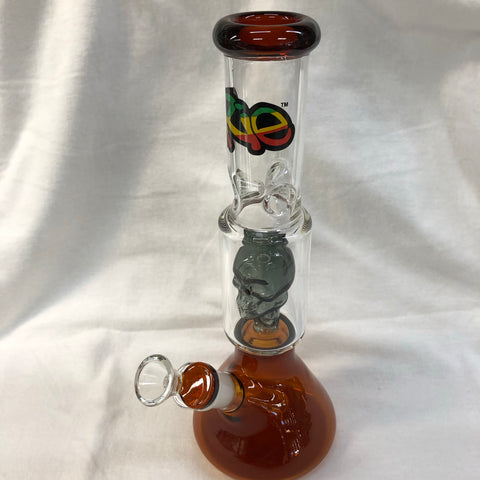 Irie 11" Tall Dual Chamber Beaker Tube w/ Skull Perc