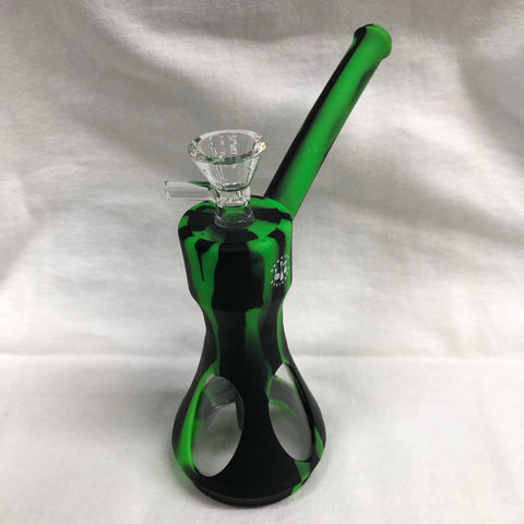 LIT 6.5” Tall Silicone Bubbler W/ Glass Chamber And Pull Out Bowl