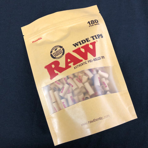 RAW Pre Rolled Wide Unbleached Tips Bag/180
