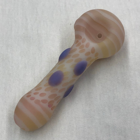 Red Eye Glass 4.5" Frosted Dots Hand Pipe w/ 24k Gold Accents