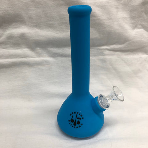 LIT 7.5” Tall Silicone Beaker Bong w/ Glass Downstem & Pull-Out