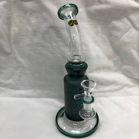 Irie 10" Tall Frosted Pattern Bubbler With Showerhead Perc