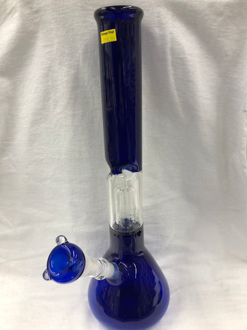 17" Tall Blue With Clear Tree Perculator w/ Ice Catcher and Glass on Glass Bowl