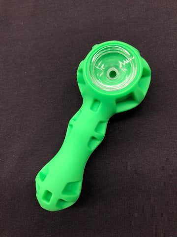 LIT Silicone Hand Pipe with Glass Bowl & SS Poker