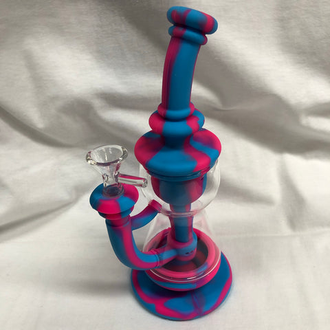 LIT 10” Tall Silicone Incycler W/ Glass Chamber And Pull Out Bowl