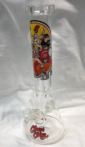 Cheech & Chong Glass 12" Tall 7mm Thick "Earache" Beaker Tube With Iconic Artwork & Signature Decal