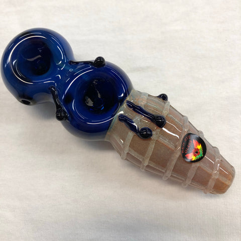 Two Scoop Glass Pipe with 2 Bowls