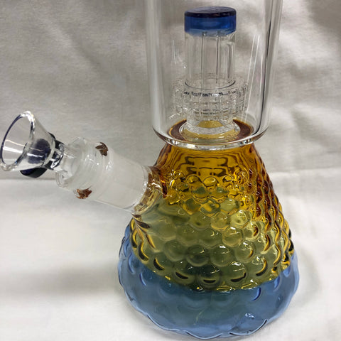 Irie 13.5" Tall Dual Chamber Beaker Tube W/ Textured Base & Showerhead Perc