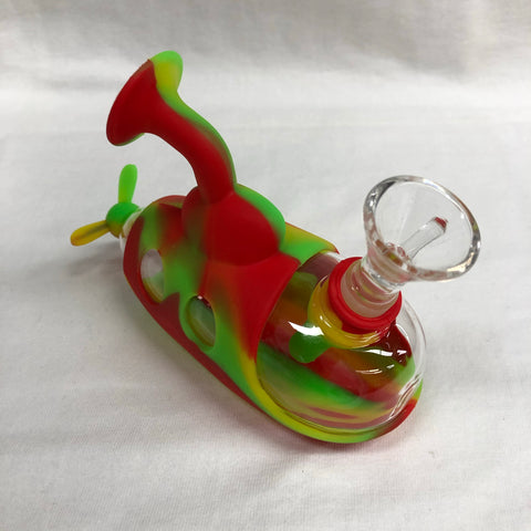 LIT Silicone 5" Submarine Bubbler W/ Glass Chamber & Pull-Out