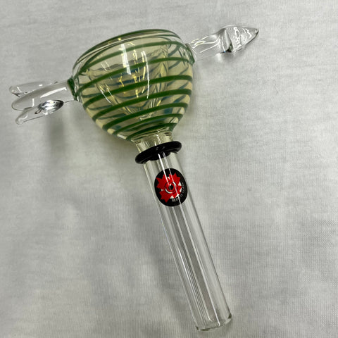 Clear with Green Swirl 12mm Bowl and Glass Design Handle