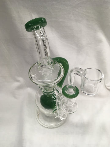 Red Eye Glass 7" Tall Meridian Concentrate Recycler w/UFO Perc & Quartz Banger