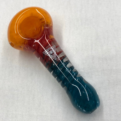 Red Eye Glass 3.75" Twister Fritter Hand Pipe