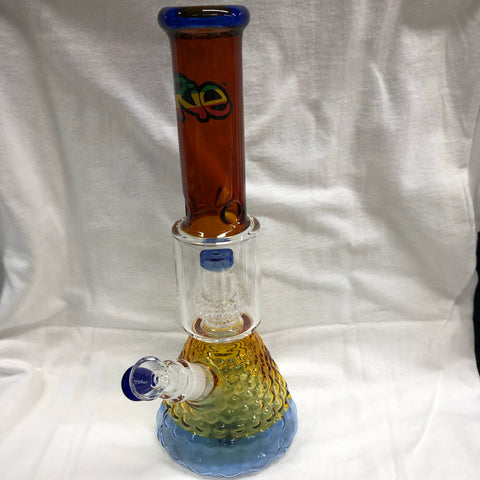 Irie 13.5" Tall Dual Chamber Beaker Tube W/ Textured Base & Showerhead Perc