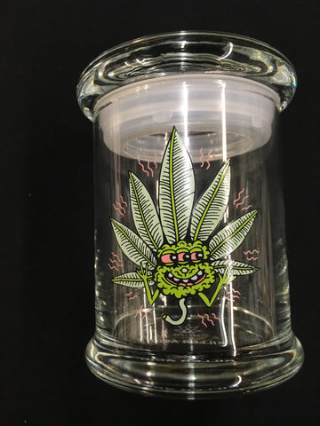 Happy Leaf Glass Jar