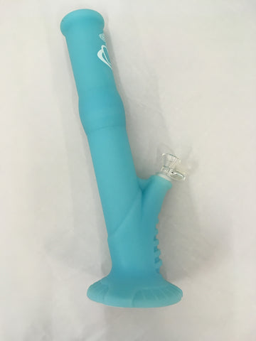 LIT Silicone 13.5” Tall Water Pipe W/Glass-on-Glass Pull Out