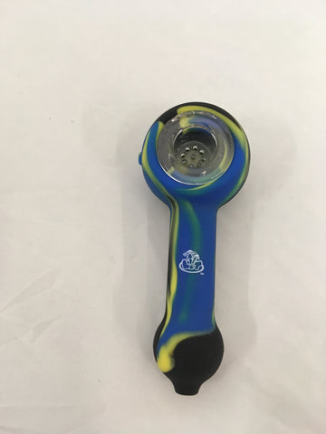 LIT Silicone Hand Pipe with Glass Bowl