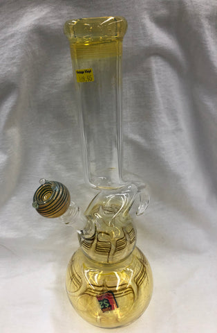 16" Tall Fused Beaker w/ Kinked Spike Tube and Glass on Glass Bowl