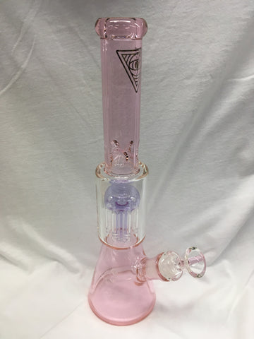 Red Eye Glass 11" Tall Dual Chamber Beaker Tube w/ 8 Arm Tree Perc