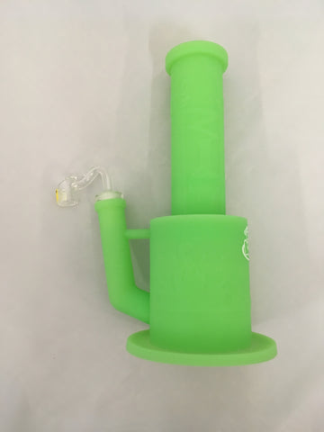 LIT Silicone 9" Tall Water Pipe 2-Piece w/Glass Adapter & Quartz Banger