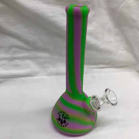 LIT 7.5” Tall Silicone Beaker Bong w/ Glass Downstem & Pull-Out