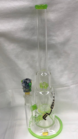 JM Flow 17.5" Tall Straight Tube With Inline, Upside Down Showerhead, And Flower Perk