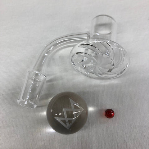 GEAR Premium Quartz 14mm Blender Banger W/ Marble Cap & Terp Pearl