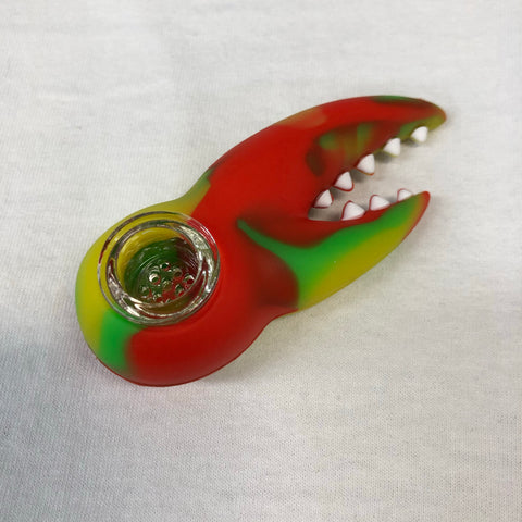 LIT Silicone 3.75" Rasta Lobster Claw Pipe with Glass Bowl