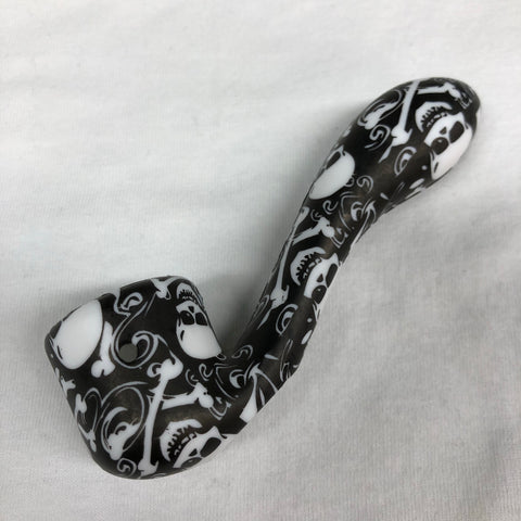 LIT Silicone 5" Printed Sherlock Hand Pipe W/ Glass Bowl