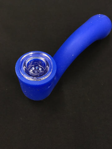 LIT Silicone Sherlock Hand Pipe with Glass Bowl