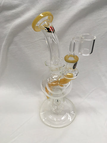 Red Eye Glass 9" Tall Stratus Dual Ball Concentrate Rig w/ UFO Perc