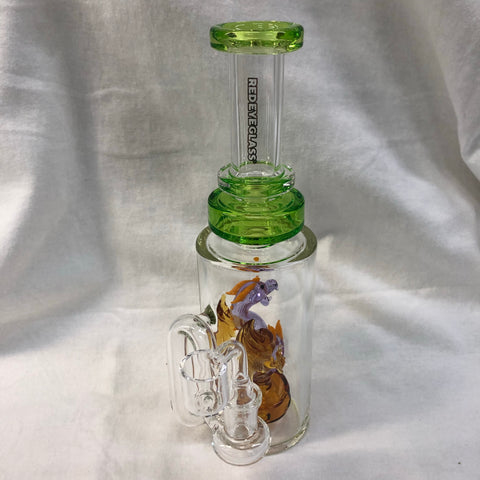 Red Eye Glass 9" Tall Drogon Concentrate Rig w/ 5 Hole Disc Perc