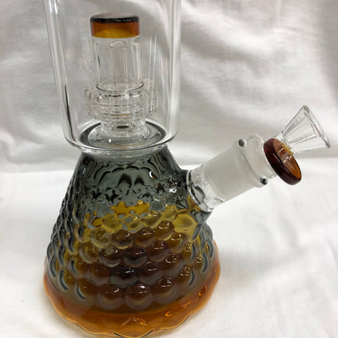 Irie 13.5" Tall Dual Chamber Beaker Tube W/ Textured Base & Showerhead Perc