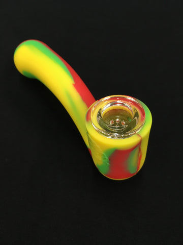 LIT Silicone Sherlock Hand Pipe with Glass Bowl