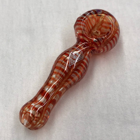 Red Eye Glass 3.75" Feathered Hand Pipe