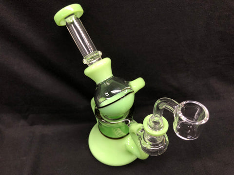 Red Eye Glass 7" Macrophonic Concentrate Recycler w/ 2 Hole Injector Perc and Quartz Banger