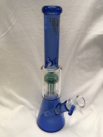 Red Eye Glass 11" Tall Dual Chamber Beaker Tube w/ 8 Arm Tree Perc