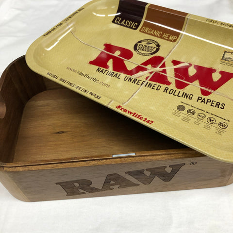 RAW Acacia Wood Cachebox With Rolling Tray