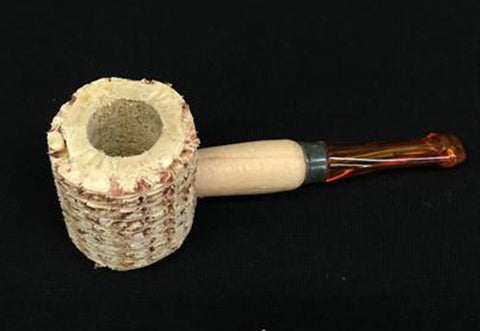 Small Corncob Pipe with Wooden Mouth Piece