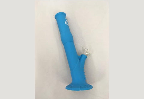 LIT Silicone 13.5” Tall Water Pipe W/Glass-on-Glass Pull Out