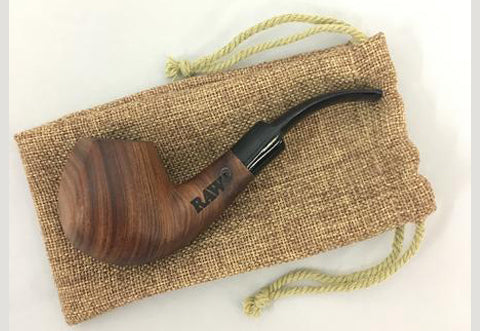 RAW Bubinga Wood Wooden Pipe W/Cloth Bag