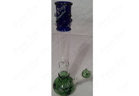 19.5" Tall Blue Top Green Bottom Straight Tube w/ Ice Catcher And Glass on Glass Bowl