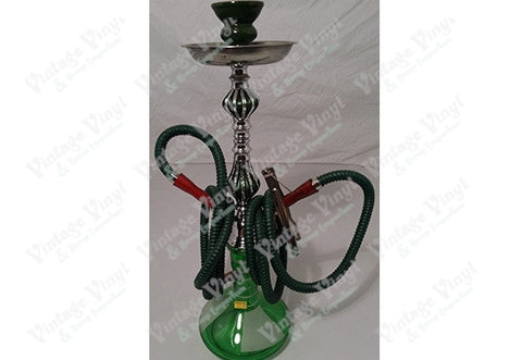 Green And White Striped Double Hose Royal Hookah